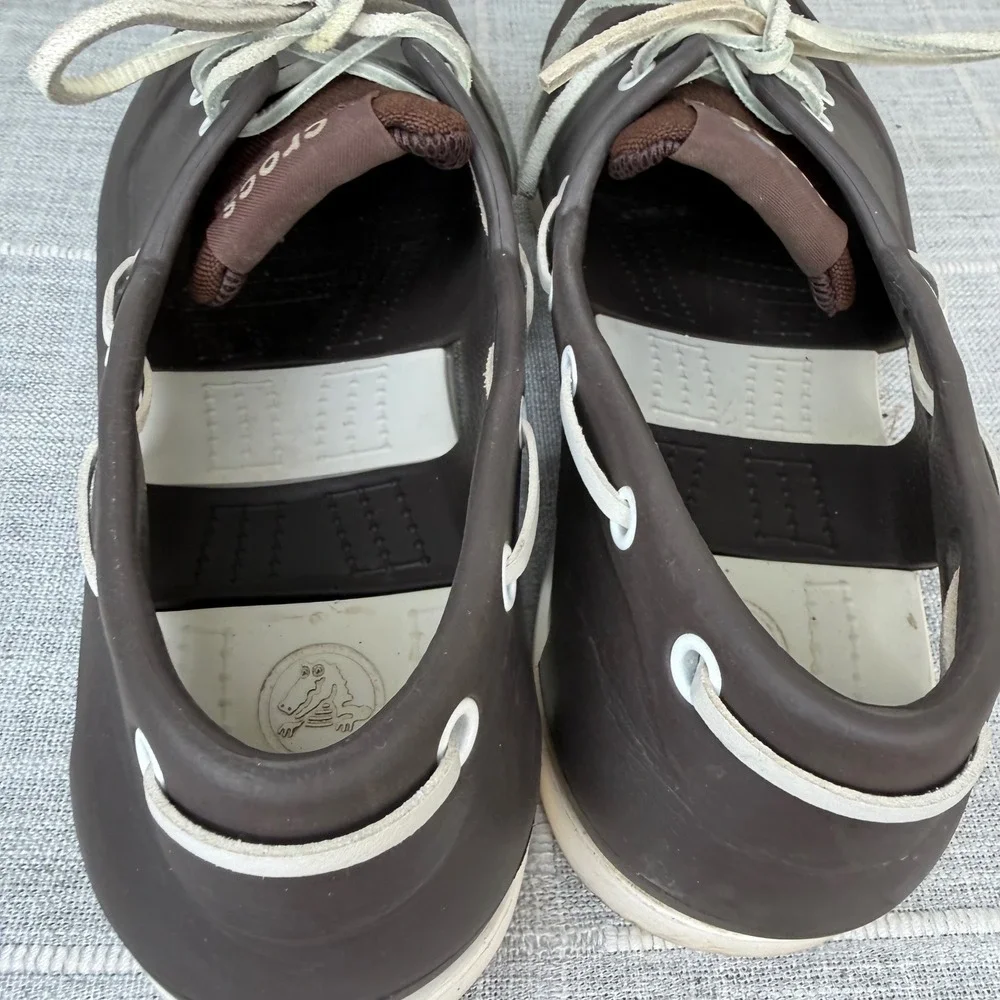 Crocs Harborline Deck Boat Shoes Men's 11 Brown Espresso Lace Up Casual Rare